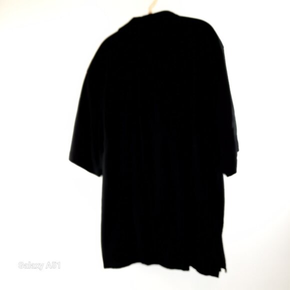 Holiday Party Black Short Sleeve Pin Striped Casual Rayon Dress Shirt - Picture 5 of 8